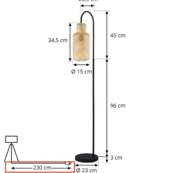 Gulvlamper|Gulvlamper ^ Lindby gulvlampe Venora, 145 cm høj, bambus, E27