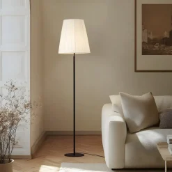 Lindby Gang|Gulvlamper > gulvlampe Virelle, sort/hvid, tekstil, højde 170 cm