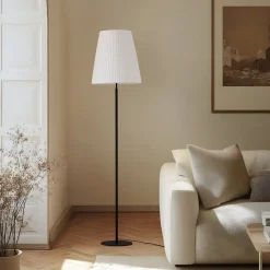Lindby Gang|Gulvlamper > gulvlampe Virelle, sort/hvid, tekstil, højde 170 cm