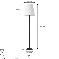 Lindby Gang|Gulvlamper > gulvlampe Virelle, sort/hvid, tekstil, højde 170 cm
