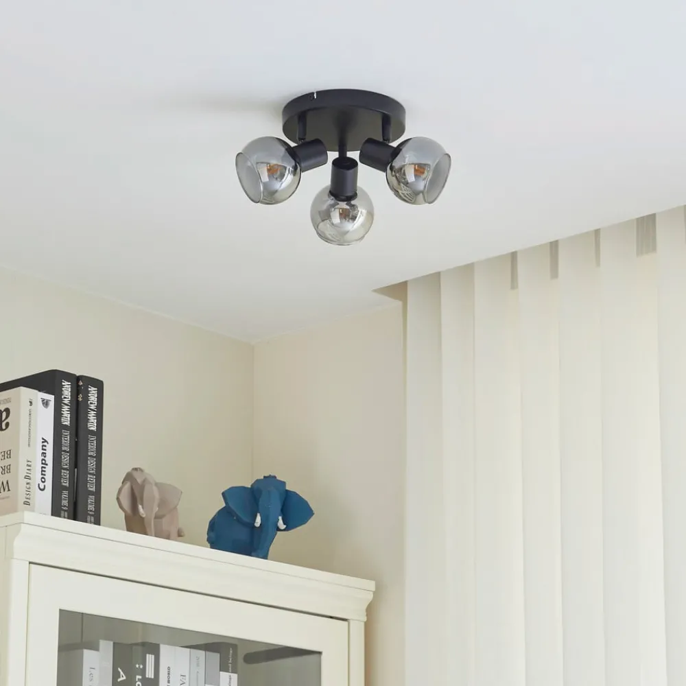 Lindby Spotlights|Loftlamper > Hedvig loftlampe, rund, sort, 3 lyskilder.
