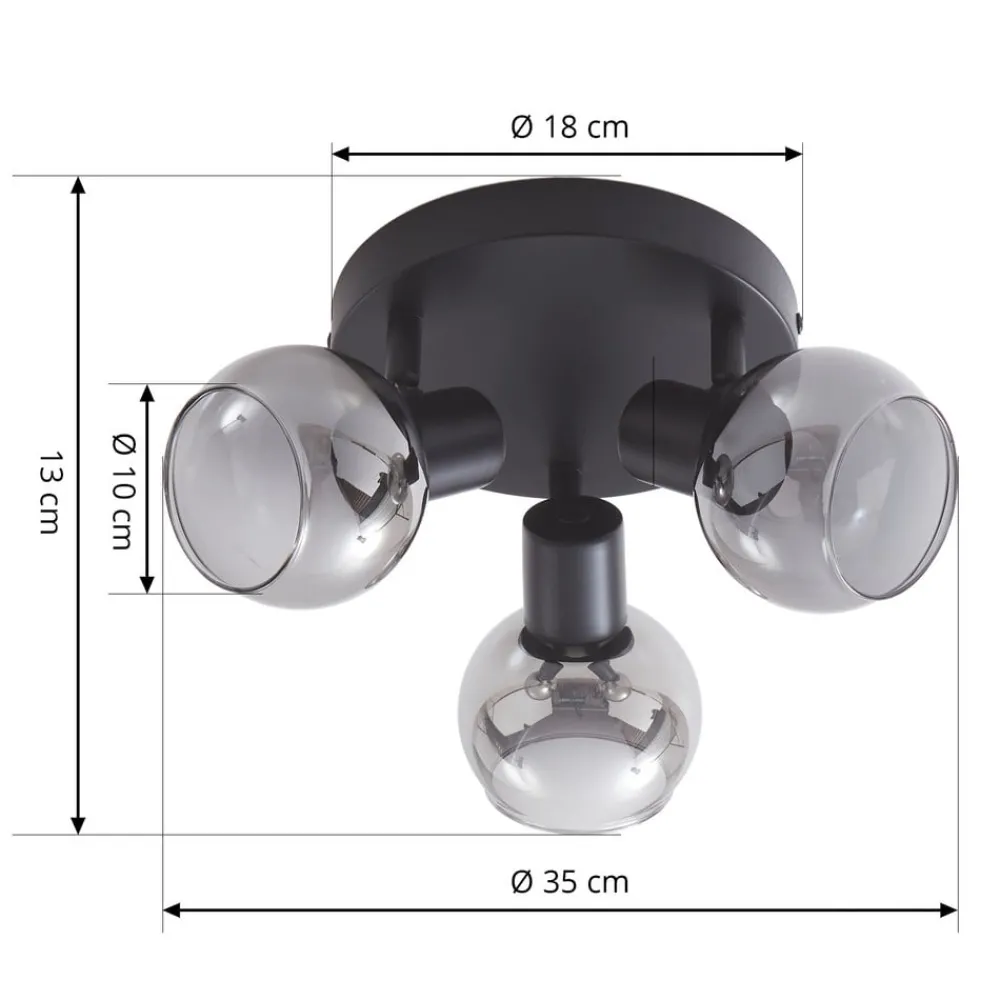 Lindby Spotlights|Loftlamper > Hedvig loftlampe, rund, sort, 3 lyskilder.