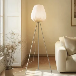 Lindby Gulvlamper > Helin gulvlampe, beige, tekstil, stativ, 144 cm, E27