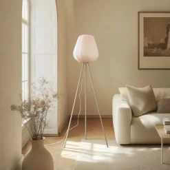 Lindby Gulvlamper > Helin gulvlampe, beige, tekstil, stativ, 144 cm, E27