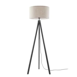 Gang|Gulvlamper ^ Lindby Herry gulvlampe, sort, træ, trefod, 153 cm