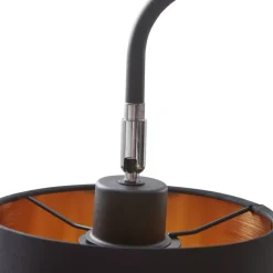 Gang|Gulvlamper ^ Lindby Hinay tekstil-gulvlampe, sort/guld