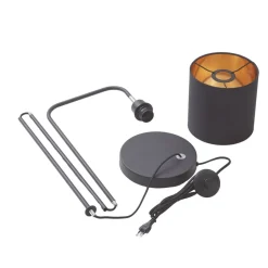 Gang|Gulvlamper ^ Lindby Hinay tekstil-gulvlampe, sort/guld