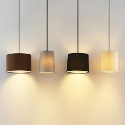 Lindby Pendellamper|Pendellamper > hængelampe Amilia, stof, 4 lyskilder, grå/beige, E27