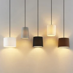 Lindby Pendellamper|Pendellamper > hængelampe Amilia, stof, 5 lyskilder, grå/beige, E27