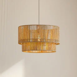 Lindby Pendellamper|Pendellamper > Hængelampe Anuva, Ø 45 cm, beige, papir, E27