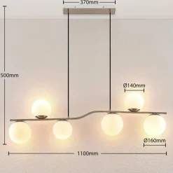 Lindby Pendellamper > hængelampe Avalyn, nikkelfarvet, glas, 110 cm, E14