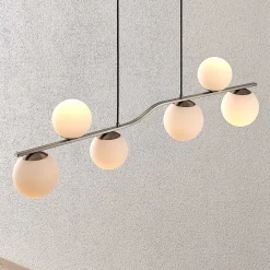 Lindby Pendellamper > hængelampe Avalyn, nikkelfarvet, glas, 110 cm, E14