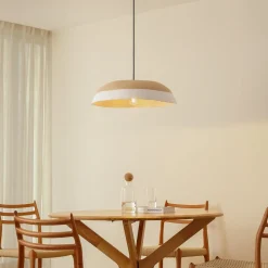 Lindby Pendellamper|Pendellamper > hængelampe Caliva, Ø 60 cm, beige/hvid, hampesnor