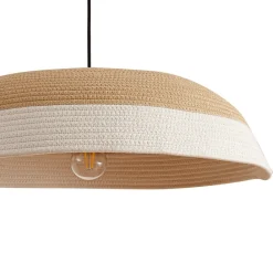 Lindby Pendellamper|Pendellamper > hængelampe Caliva, Ø 60 cm, beige/hvid, hampesnor