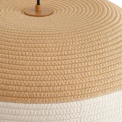 Lindby Pendellamper|Pendellamper > hængelampe Caliva, Ø 60 cm, beige/hvid, hampesnor