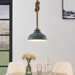 Pendellamper ^ Lindby hængelampe Chaby, Ø 29 cm, 1 lyskilde, metal, reb