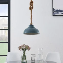 Pendellamper ^ Lindby hængelampe Chaby, Ø 29 cm, 1 lyskilde, metal, reb