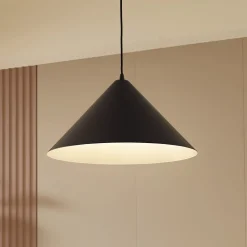 Pendellamper ^ Lindby hængelampe Clarine, sort/hvid, Ø 50 cm, metal