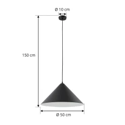 Pendellamper ^ Lindby hængelampe Clarine, sort/hvid, Ø 50 cm, metal