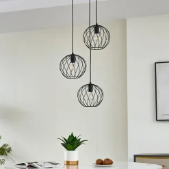 Lindby Pendellamper > hængelampe Danika, rund, Ø 50 cm, sort, metal