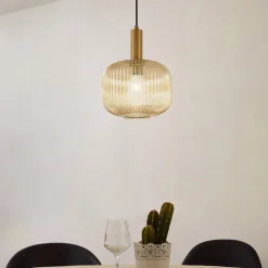 Pendellamper|Pendellamper ^ Lindby hængelampe Doroteo, 25 cm, 1 lyskilde, ravfarvet, glas