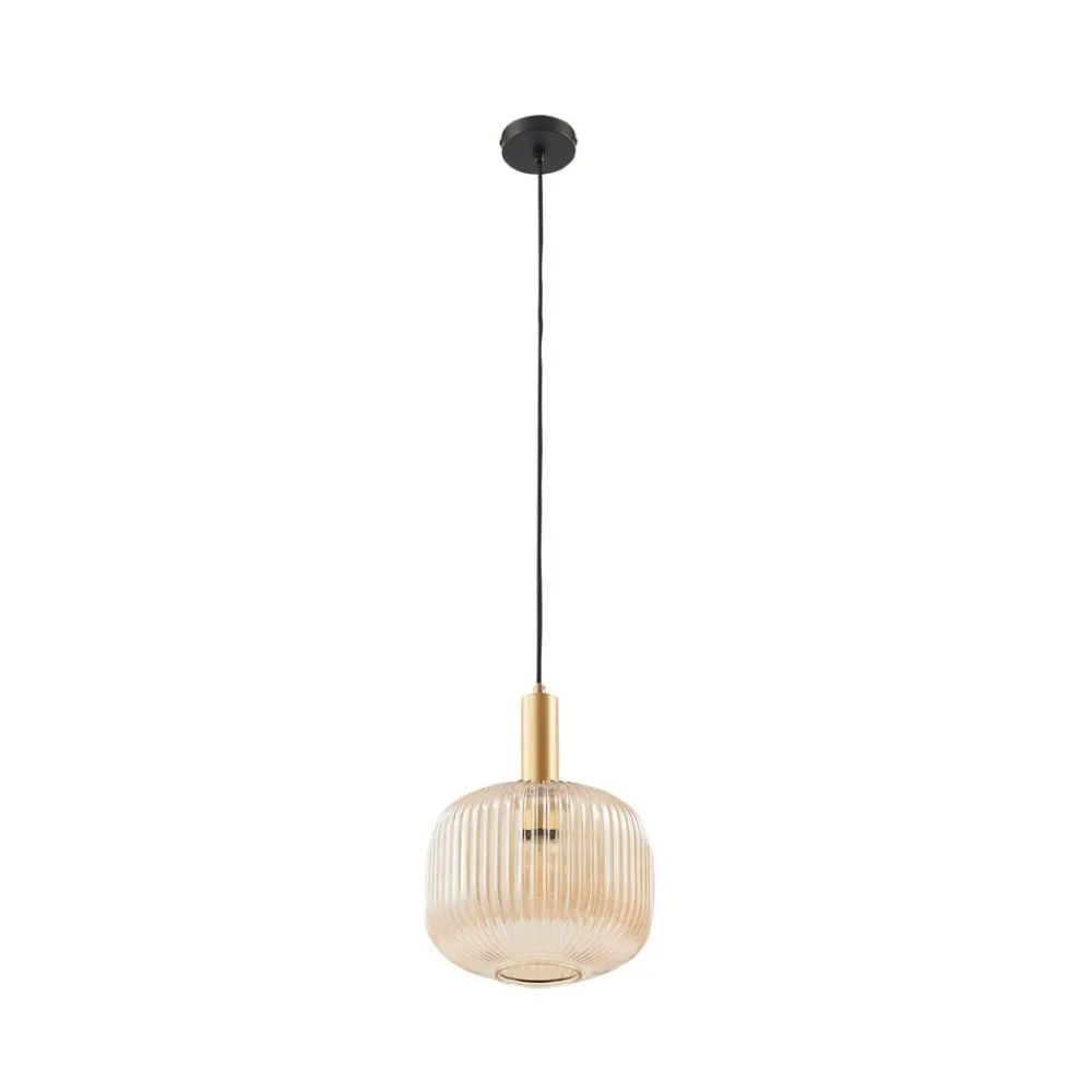 Pendellamper|Pendellamper ^ Lindby hængelampe Doroteo, 25 cm, 1 lyskilde, ravfarvet, glas