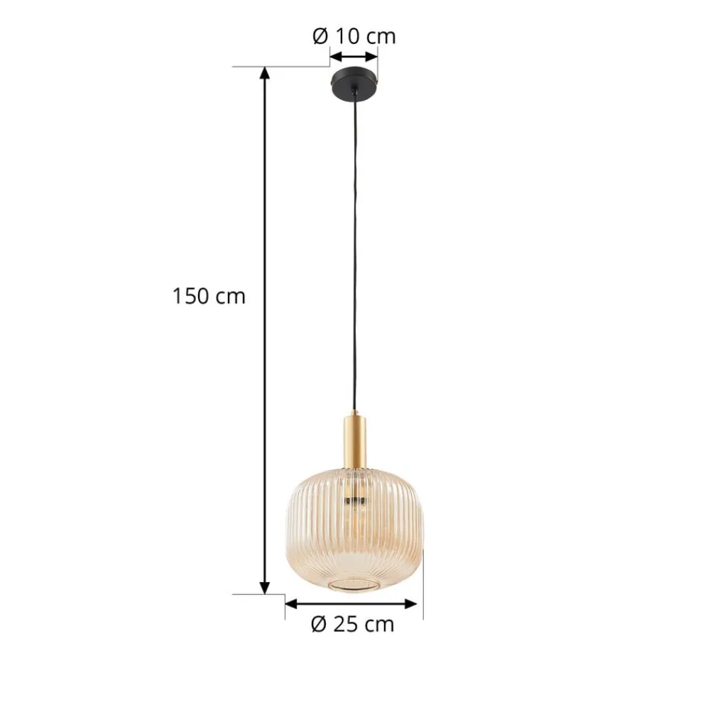 Pendellamper|Pendellamper ^ Lindby hængelampe Doroteo, 25 cm, 1 lyskilde, ravfarvet, glas