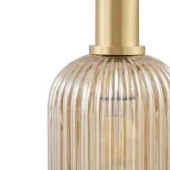 Lindby Pendellamper > hængelampe Doroteo, 6 lyskilder, grøn/amber/grå, glas