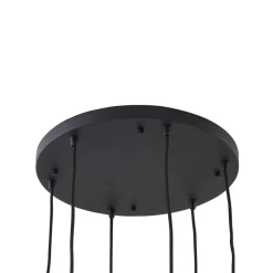 Lindby Pendellamper > hængelampe Doroteo, 6 lyskilder, grøn/amber/grå, glas