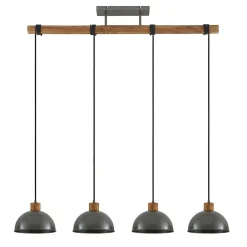 Pendellamper|Pendellamper ^ Lindby hængelampe Durbis, 116 cm, 4 lyskilder, grå, træ, E27