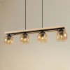 Lindby Pendellamper|Pendellamper > hængelampe Enrique, amber, 4 lyskilder, glas, træ, E27