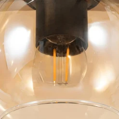 Lindby Pendellamper|Pendellamper > hængelampe Enrique, amber, 4 lyskilder, glas, træ, E27