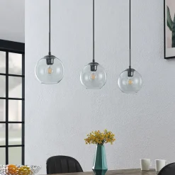 Lindby Pendellamper|Pendellamper > hængelampe Firano, 110 cm, 3 lyskilder, antracit, glas