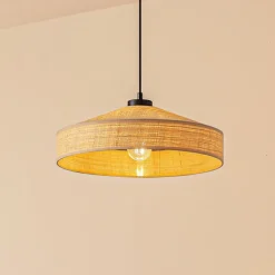 Lindby Pendellamper|Pendellamper > Hængelampe Haldor, hør, vævet, natur, Ø 40 cm