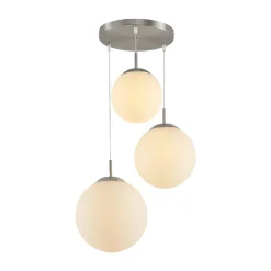 Pendellamper|Pendellamper ^ Lindby hængelampe Heleska, hvid, glas, 3 lyskilder, Ø 47cm