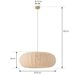 Lindby Pendellamper|Pendellamper > Hængelampe Helin, beige, Ø 70 cm, tekstil, 3 x E27