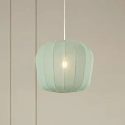 Lindby Pendellamper > hængelampe Helin, blå, Ø 35 cm, stof