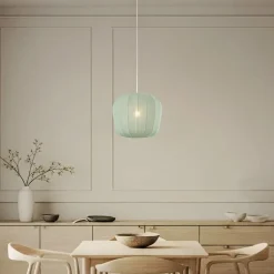 Lindby Pendellamper > hængelampe Helin, blå, Ø 35 cm, stof