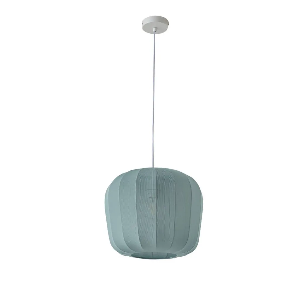 Lindby Pendellamper > hængelampe Helin, blå, Ø 35 cm, stof