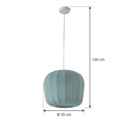 Lindby Pendellamper > hængelampe Helin, blå, Ø 35 cm, stof
