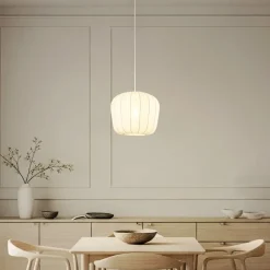 Pendellamper|Pendellamper ^ Lindby hængelampe Helin, hvid, Ø 35 cm, stof