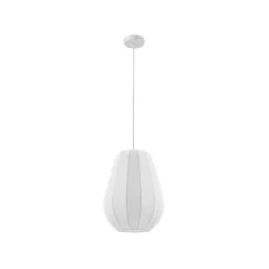 Lindby Pendellamper > hængelampe Helin, hvid, Ø 30 cm, stof