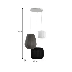 Lindby Pendellamper|Pendellamper > hængelampe Helin sort/hvid/grå, Ø 60 cm, 3 lyskilder