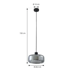 Pendellamper ^ Lindby hængelampe Hildur, Ø 28,5 cm, 1 lyskilde, grå, glas