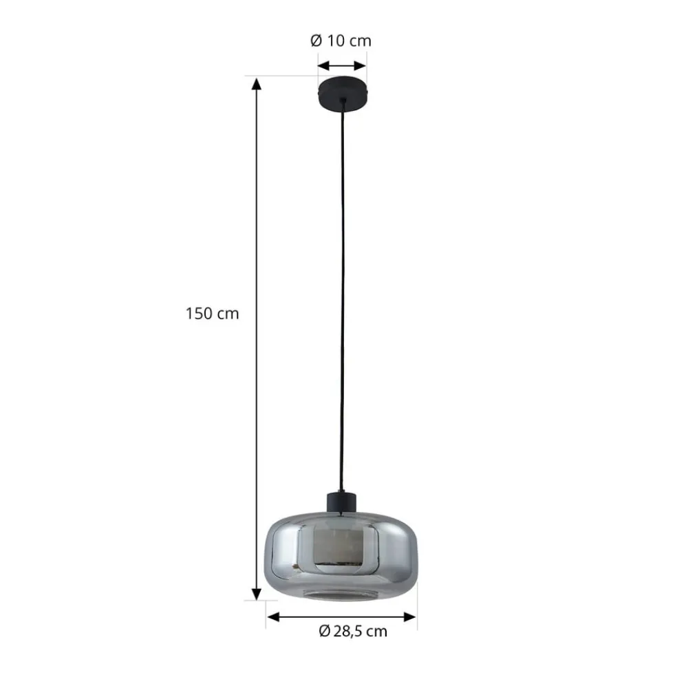 Pendellamper ^ Lindby hængelampe Hildur, Ø 28,5 cm, 1 lyskilde, grå, glas