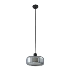 Pendellamper ^ Lindby hængelampe Hildur, Ø 28,5 cm, 1 lyskilde, grå, glas