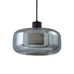 Pendellamper ^ Lindby hængelampe Hildur, Ø 28,5 cm, 1 lyskilde, grå, glas