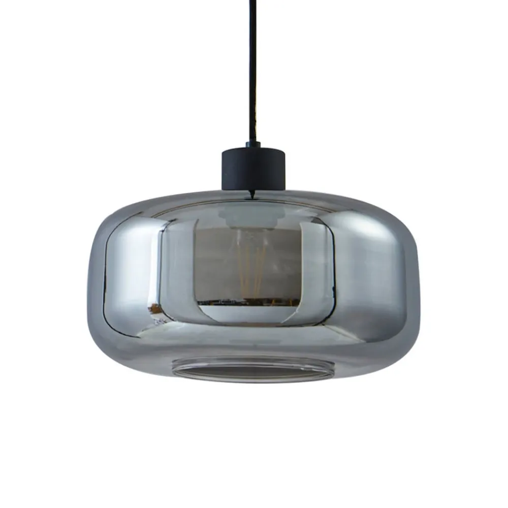 Pendellamper ^ Lindby hængelampe Hildur, Ø 28,5 cm, 1 lyskilde, grå, glas