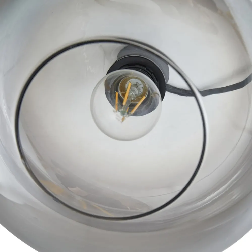 Pendellamper ^ Lindby hængelampe Hildur, Ø 28,5 cm, 1 lyskilde, grå, glas