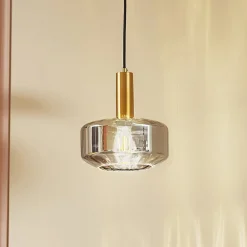 Pendellamper|Pendellamper ^ Lindby hængelampe Hildur, Ø 22 cm, 1 lyskilde, røggrå, glas